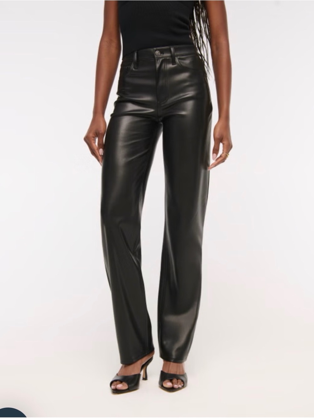 Abercrombie & Fitch Black Vegan Leather Straight-Leg Jeans